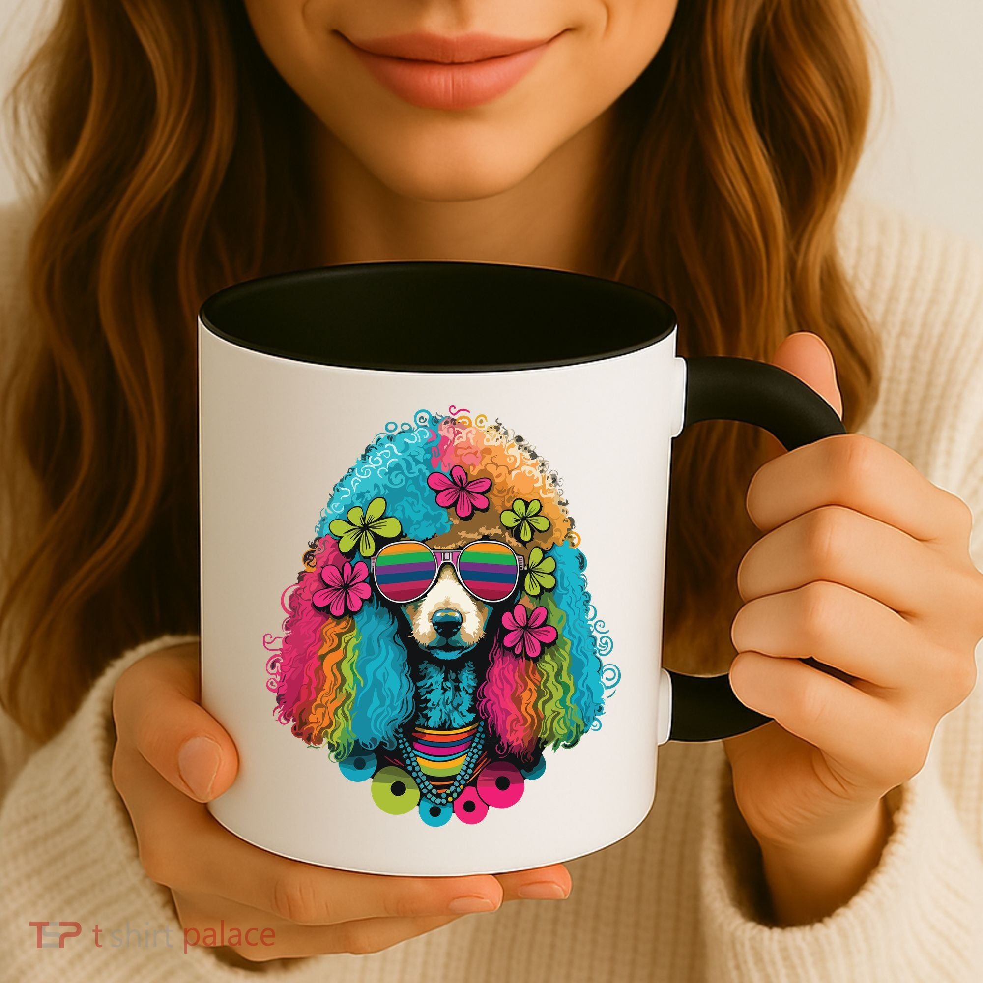 Funny Poodle Dog Miniature Poodle Toy Poodle Hippie Coffee Mug