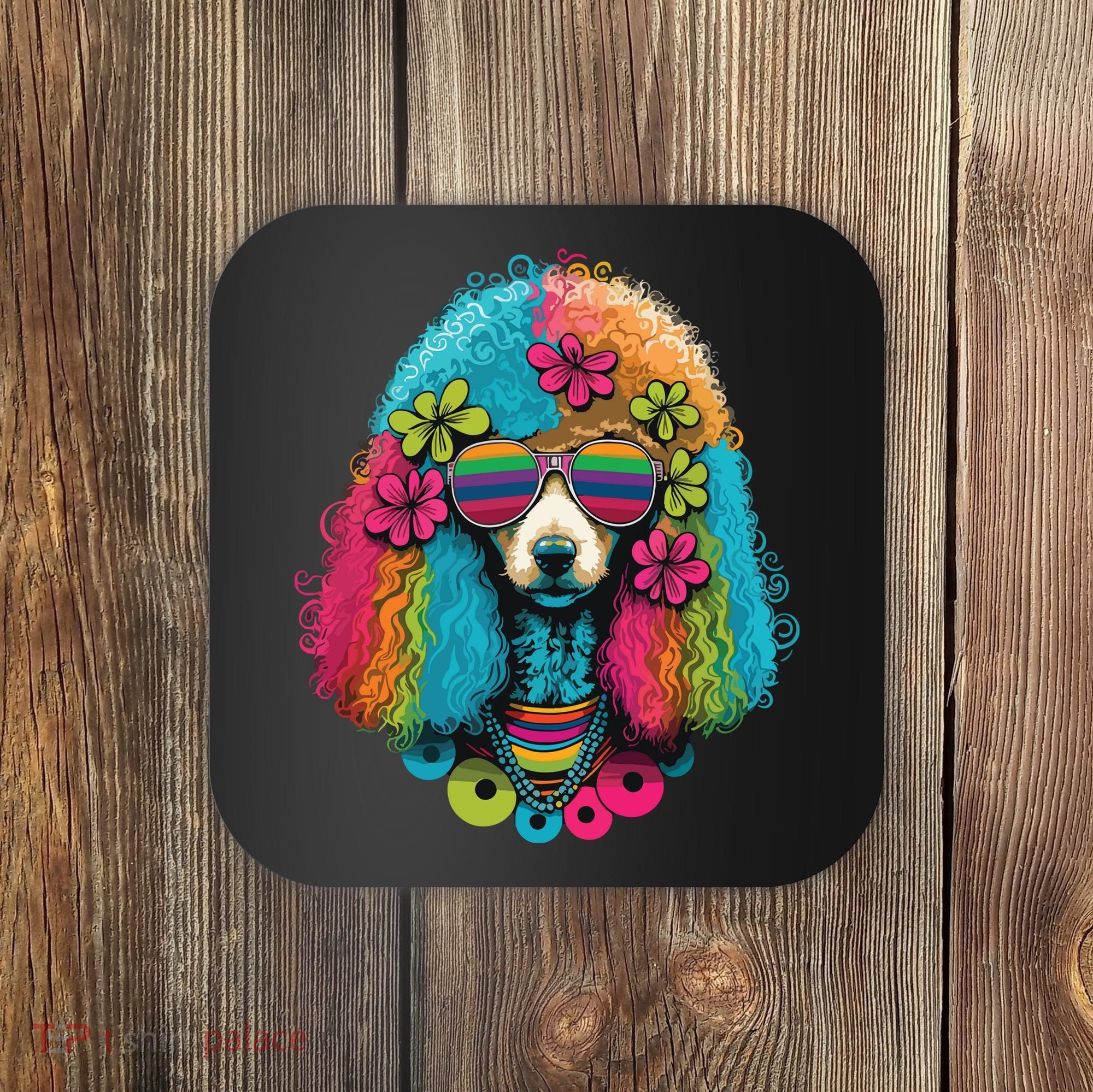 Funny Poodle Dog Miniature Poodle Toy Poodle Hippie Coaster