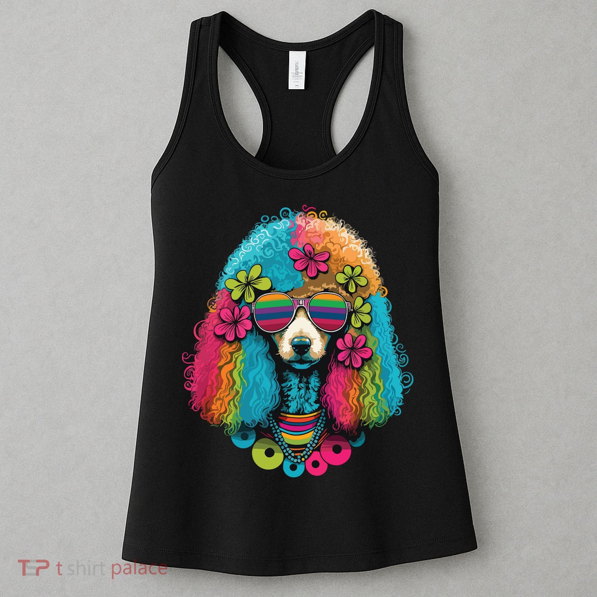 Funny Poodle Dog Miniature Poodle Toy Poodle Hippie Women's Tank Top