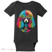 Funny Poodle Dog Miniature Poodle Toy Poodle Hippie Baby Bodysuit thumb 0