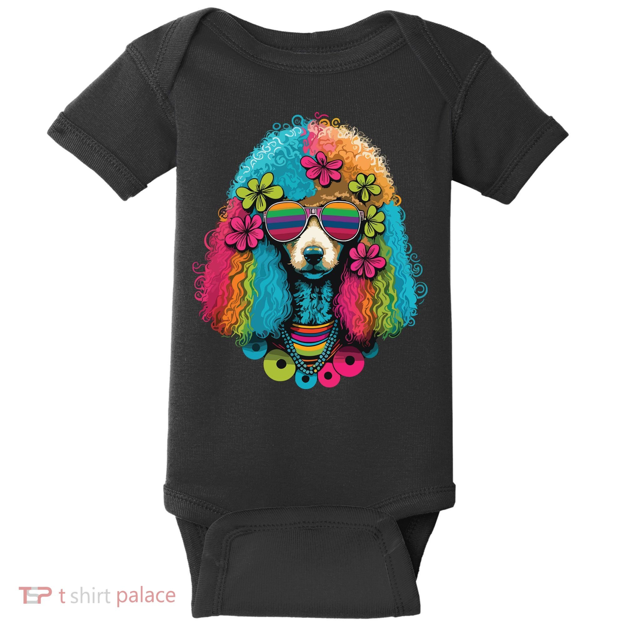Funny Poodle Dog Miniature Poodle Toy Poodle Hippie Baby Bodysuit
