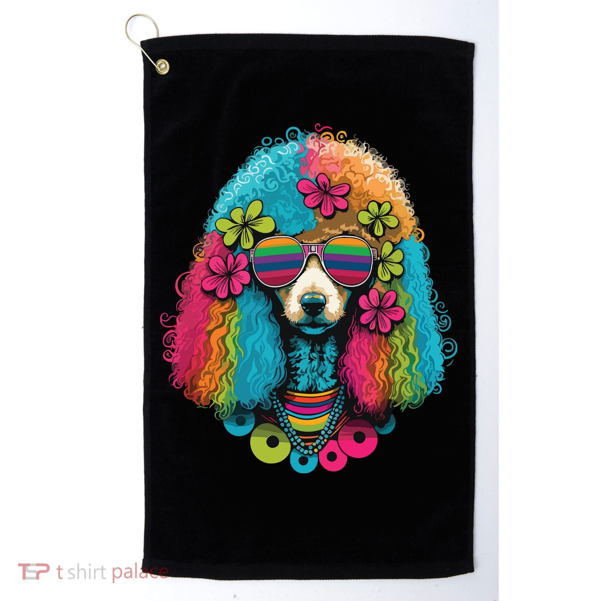 Funny Poodle Dog Miniature Poodle Toy Poodle Hippie Golf Towel