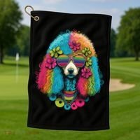 Funny Poodle Dog Miniature Poodle Toy Poodle Hippie Golf Towel thumb 1