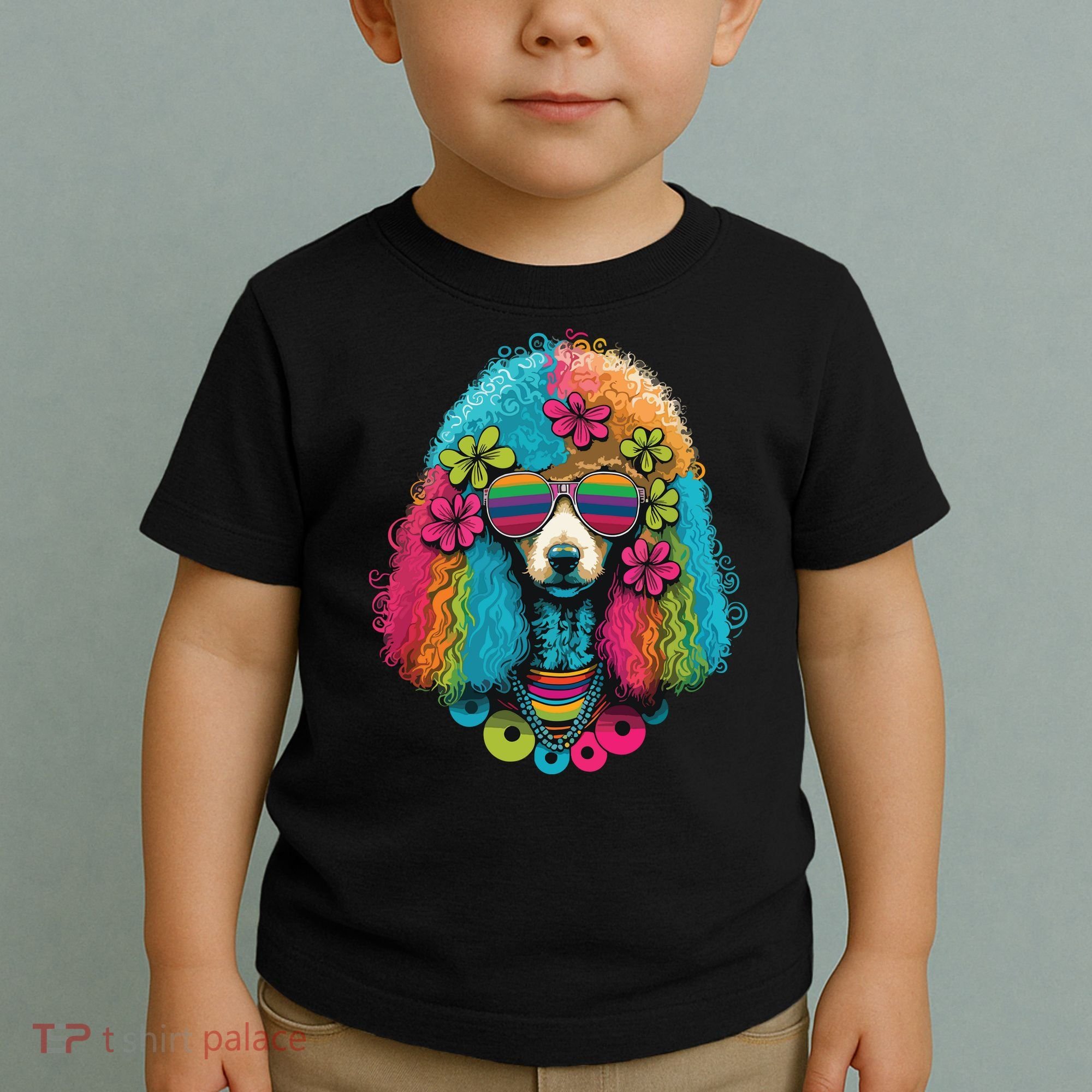 Funny Poodle Dog Miniature Poodle Toy Poodle Hippie Toddler T-Shirt