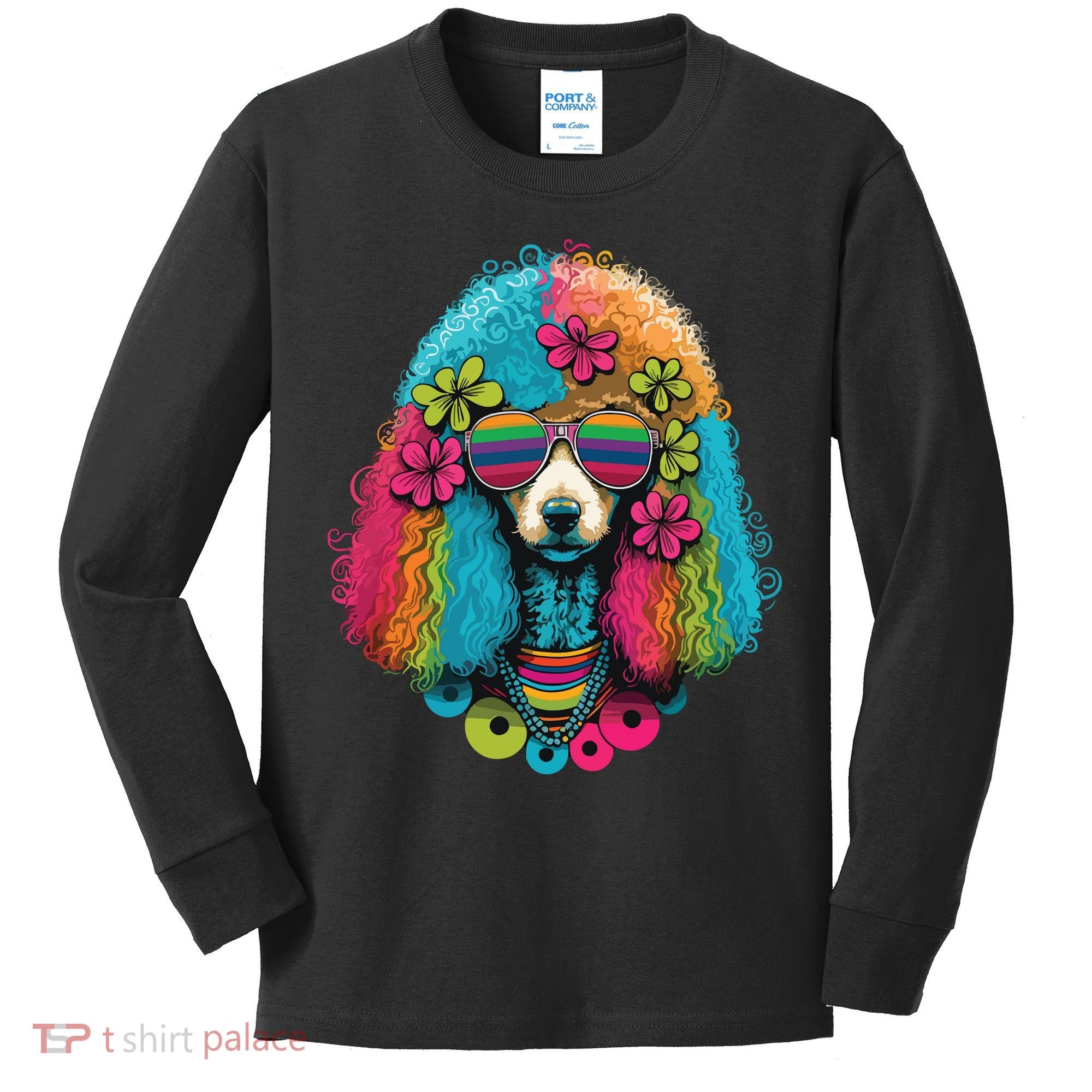 Funny Poodle Dog Miniature Poodle Toy Poodle Hippie Kids Long Sleeve Shirt
