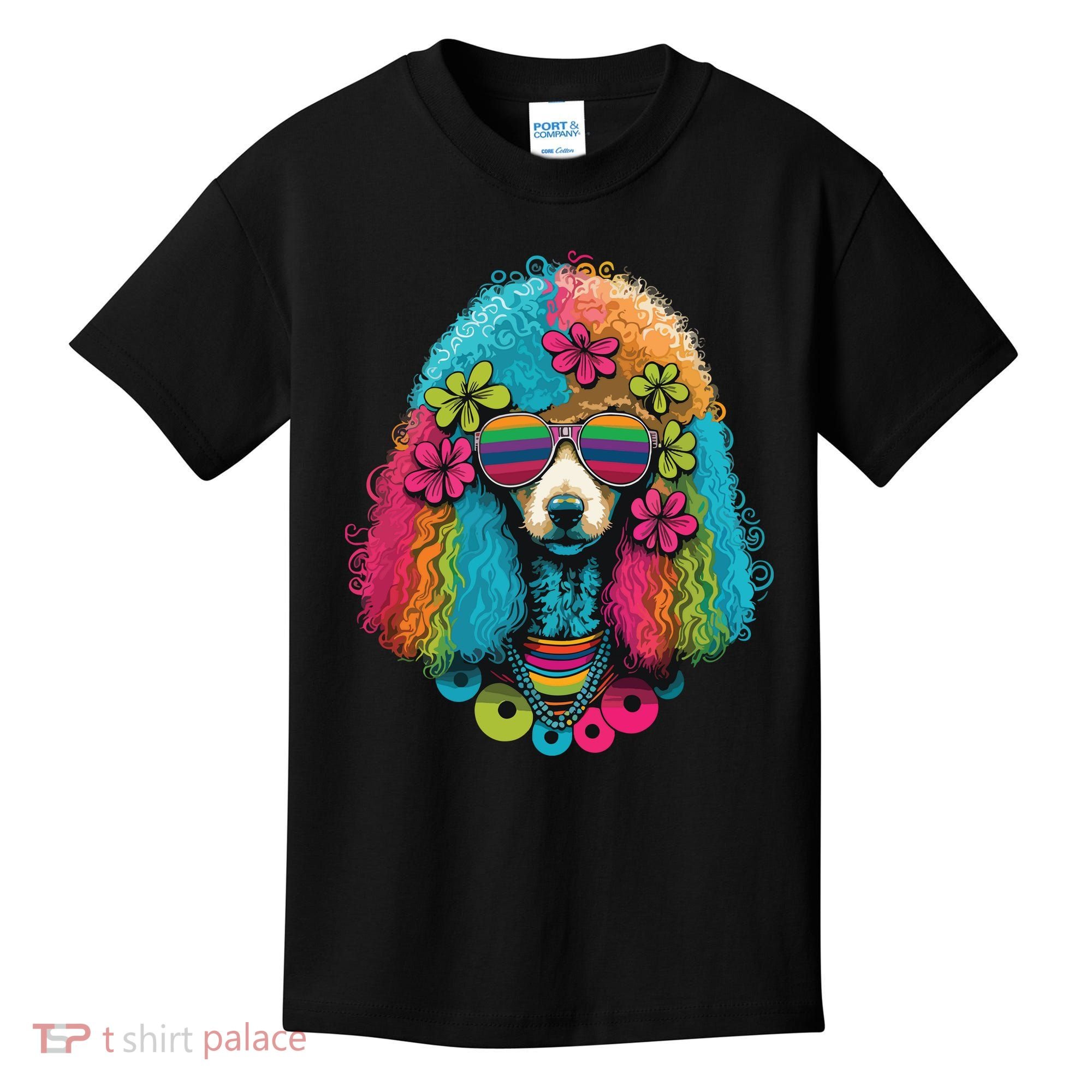 Funny Poodle Dog Miniature Poodle Toy Poodle Hippie Kids T-Shirt