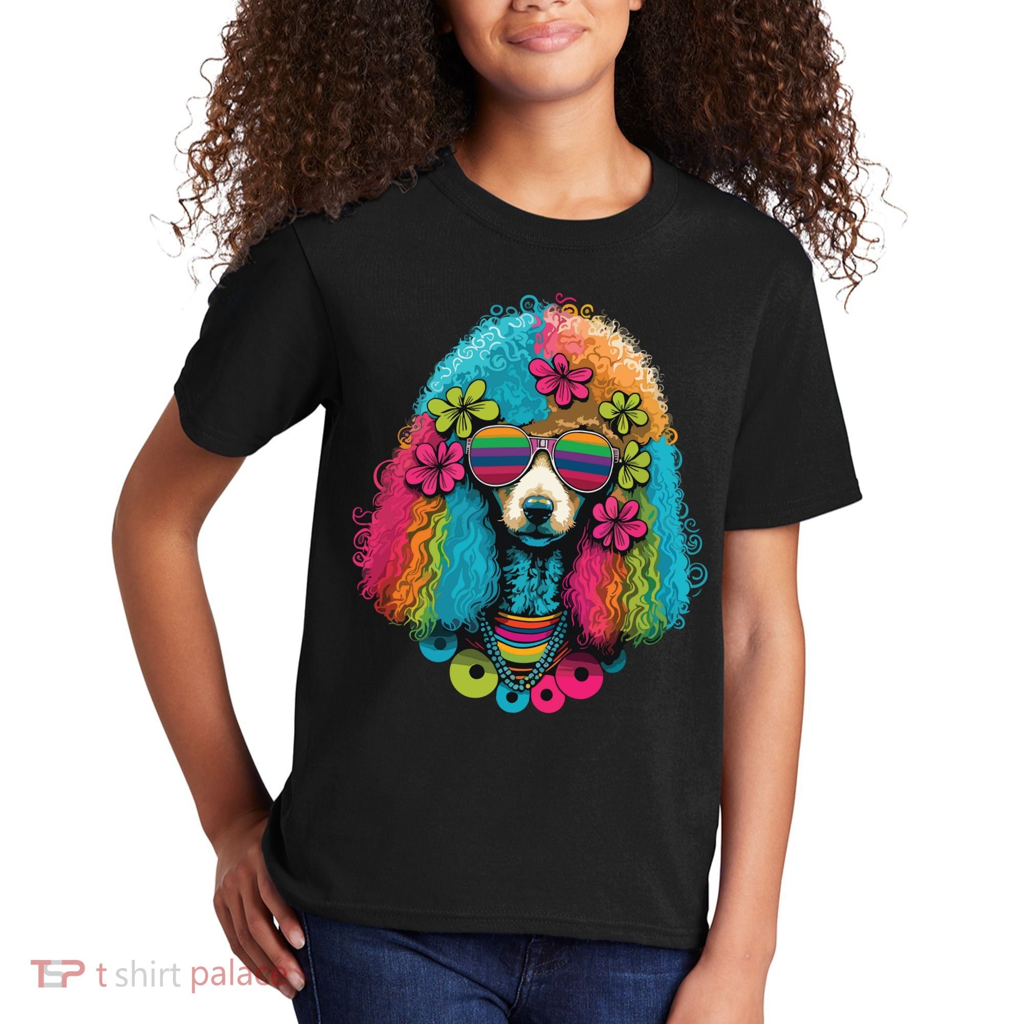 Funny Poodle Dog Miniature Poodle Toy Poodle Hippie Kids T-Shirt