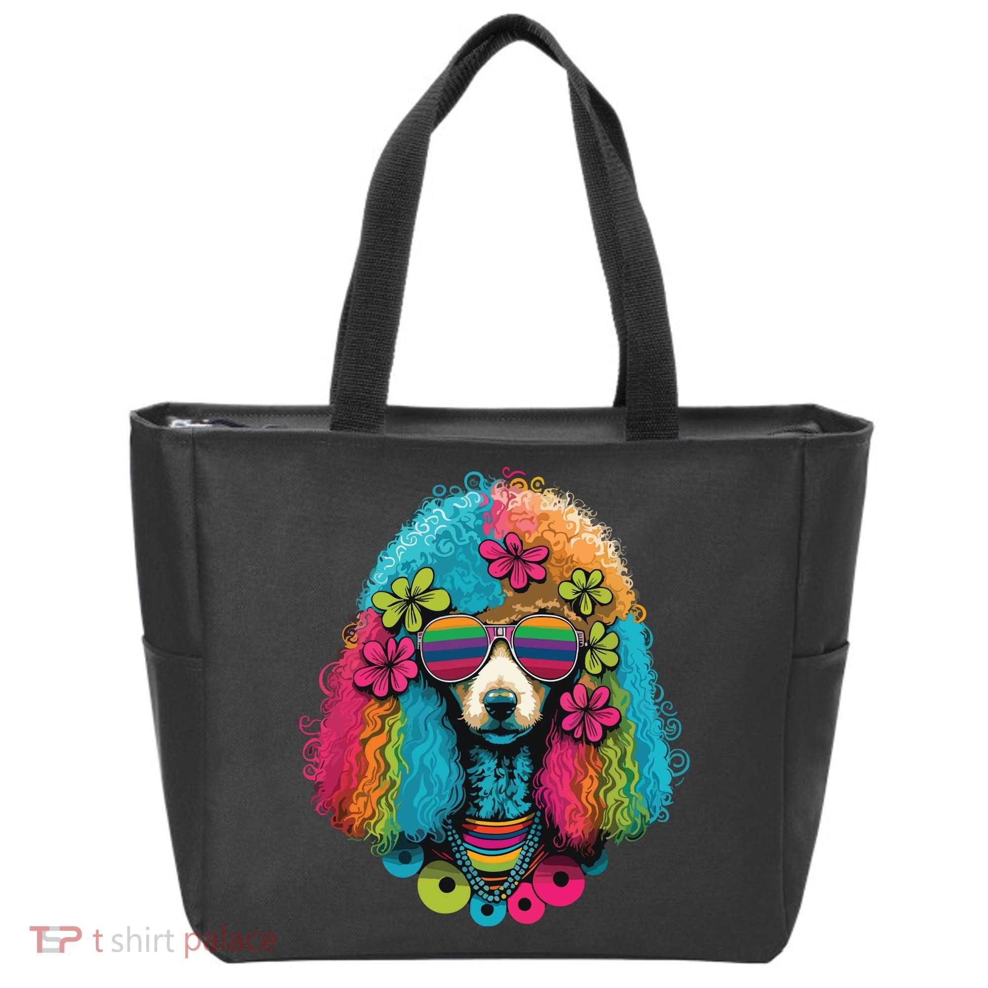 Funny Poodle Dog Miniature Poodle Toy Poodle Hippie Tote Bag