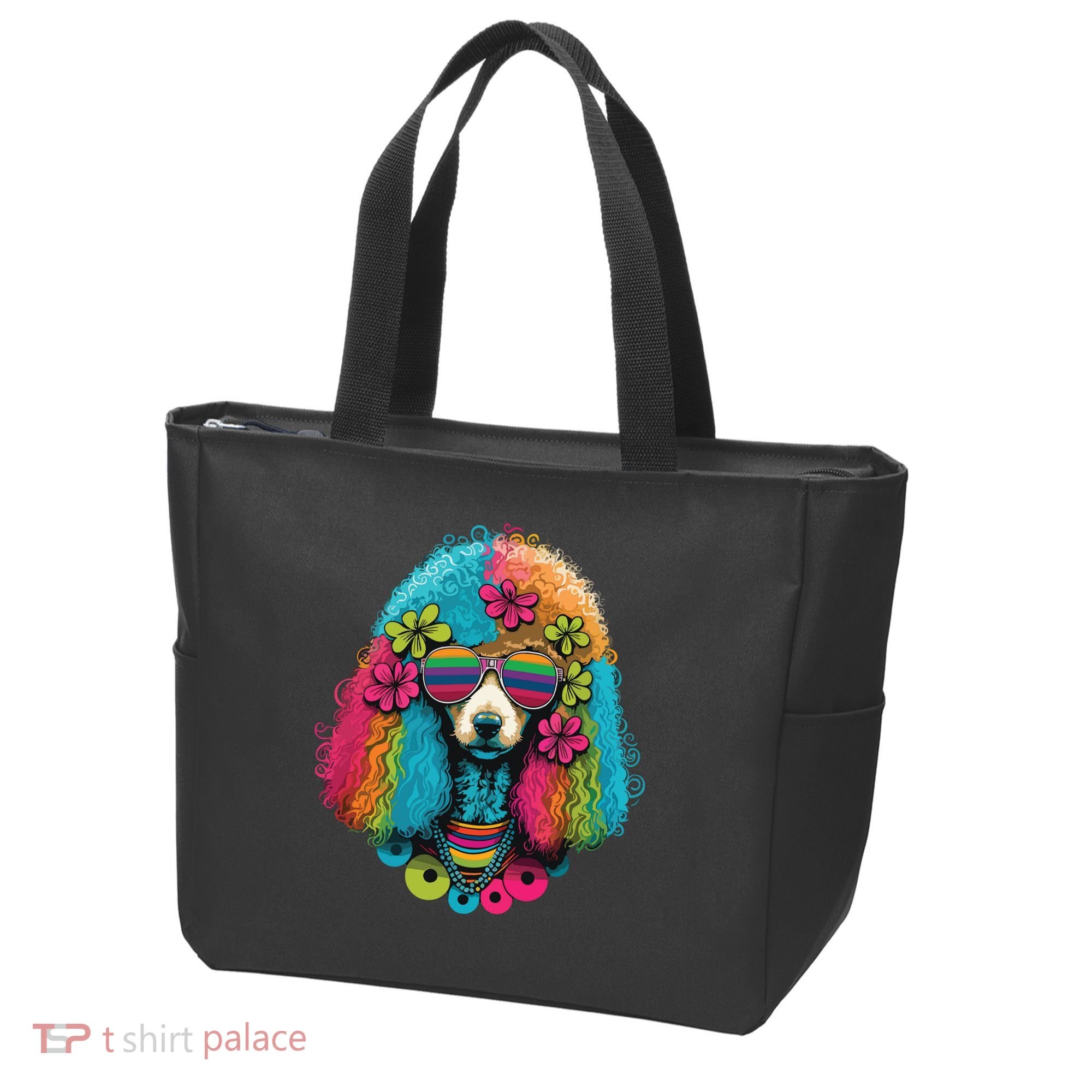 Funny Poodle Dog Miniature Poodle Toy Poodle Hippie Tote Bag