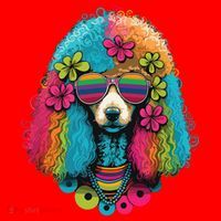 Funny Poodle Dog Miniature Poodle Toy Poodle Hippie Santa Hat thumb 1