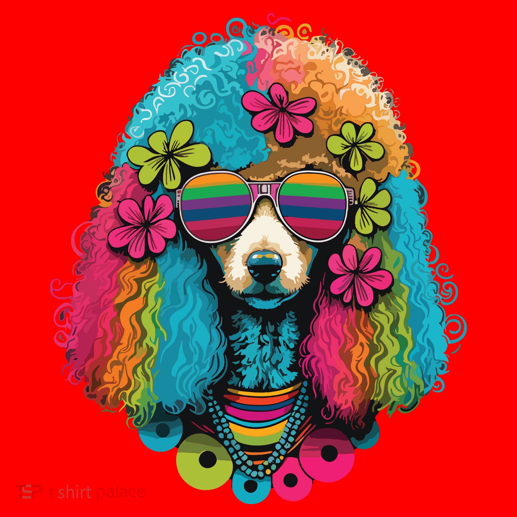 Funny Poodle Dog Miniature Poodle Toy Poodle Hippie Santa Hat