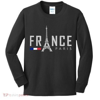 France Paris Eiffel Tower Kids Long Sleeve Shirt