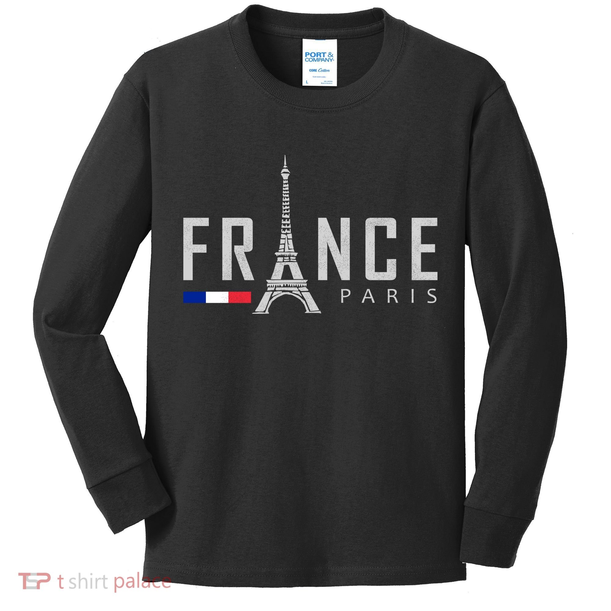 France Paris Eiffel Tower Kids Long Sleeve Shirt
