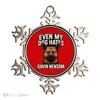 Funny Political: Even My Dog Hates Gavin Newsom Ornament thumb 0
