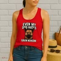 Funny Political: Even My Dog Hates Gavin Newsom Women's Tank Top thumb 2