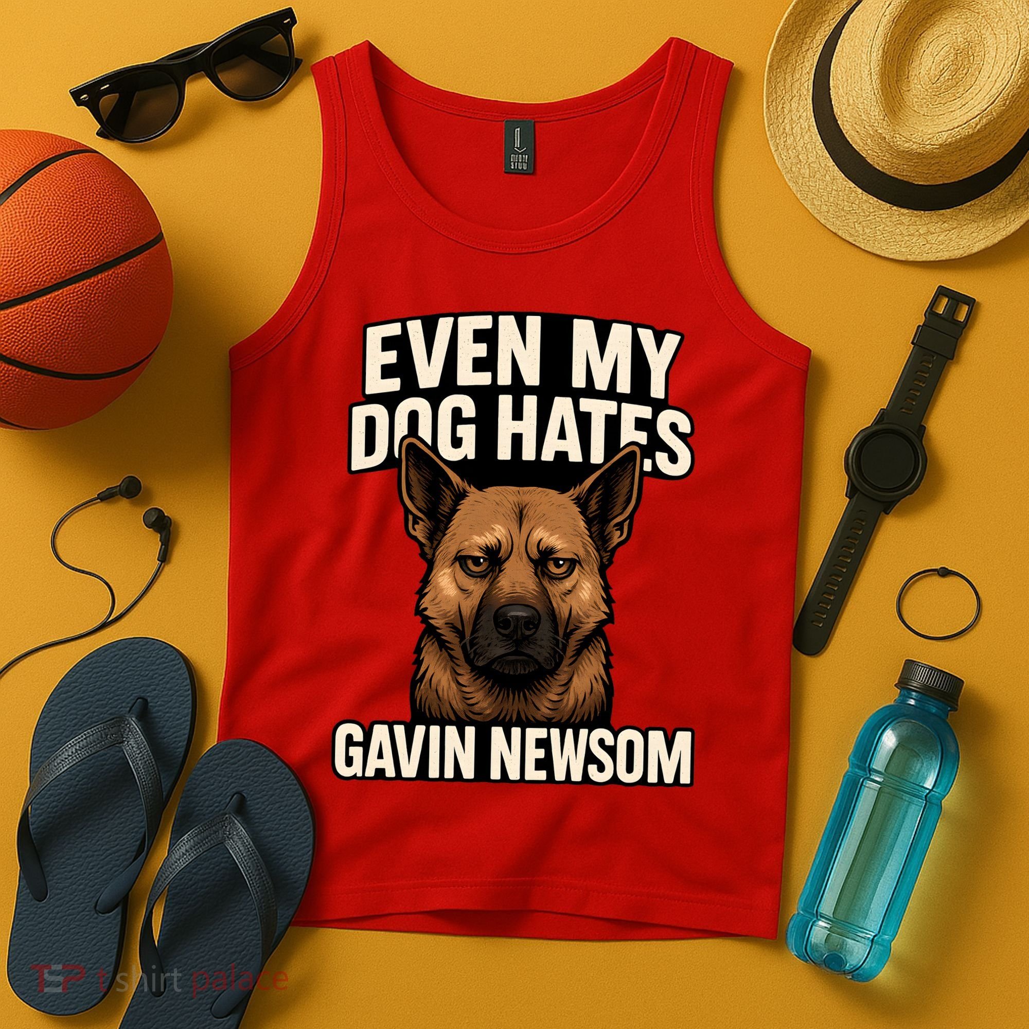 Funny Political: Even My Dog Hates Gavin Newsom Tank Top