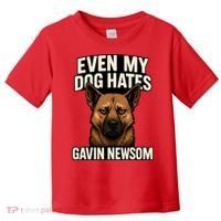 Funny Political: Even My Dog Hates Gavin Newsom Toddler T-Shirt thumb 0