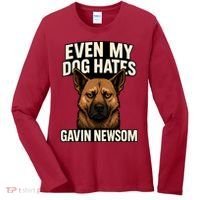 Funny Political: Even My Dog Hates Gavin Newsom Women's Long Sleeve Shirt thumb 0