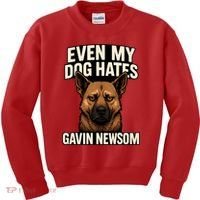 Funny Political: Even My Dog Hates Gavin Newsom Kids Sweatshirt thumb 0