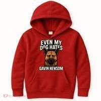 Funny Political: Even My Dog Hates Gavin Newsom Kids Hoodie thumb 0