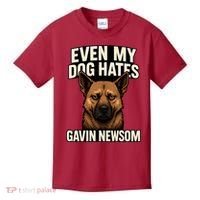 Funny Political: Even My Dog Hates Gavin Newsom Kids T-Shirt thumb 0