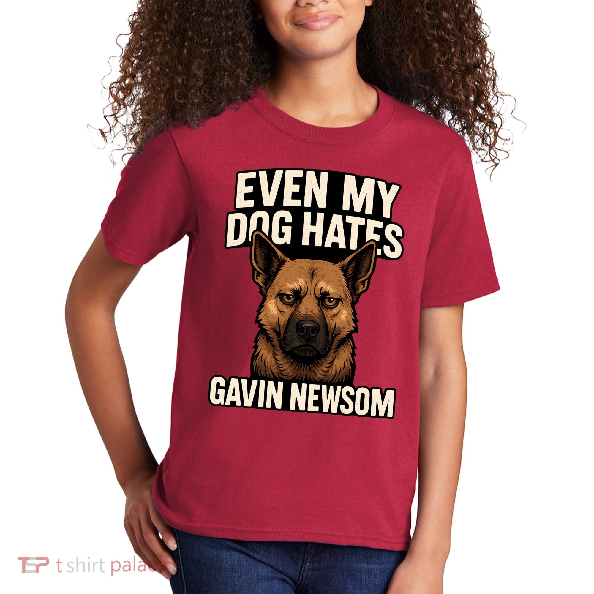 Funny Political: Even My Dog Hates Gavin Newsom Kids T-Shirt