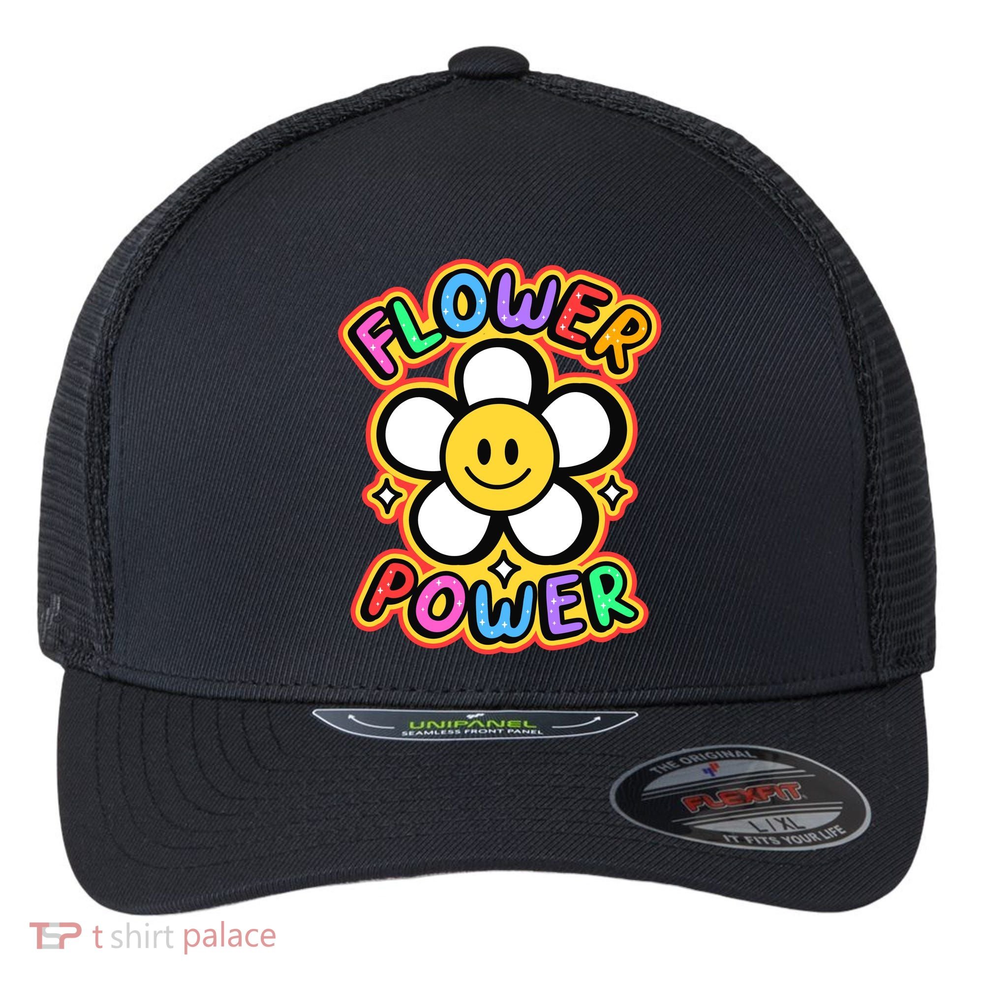 Flower Power Emoji Flexfit Unipanel Trucker Cap