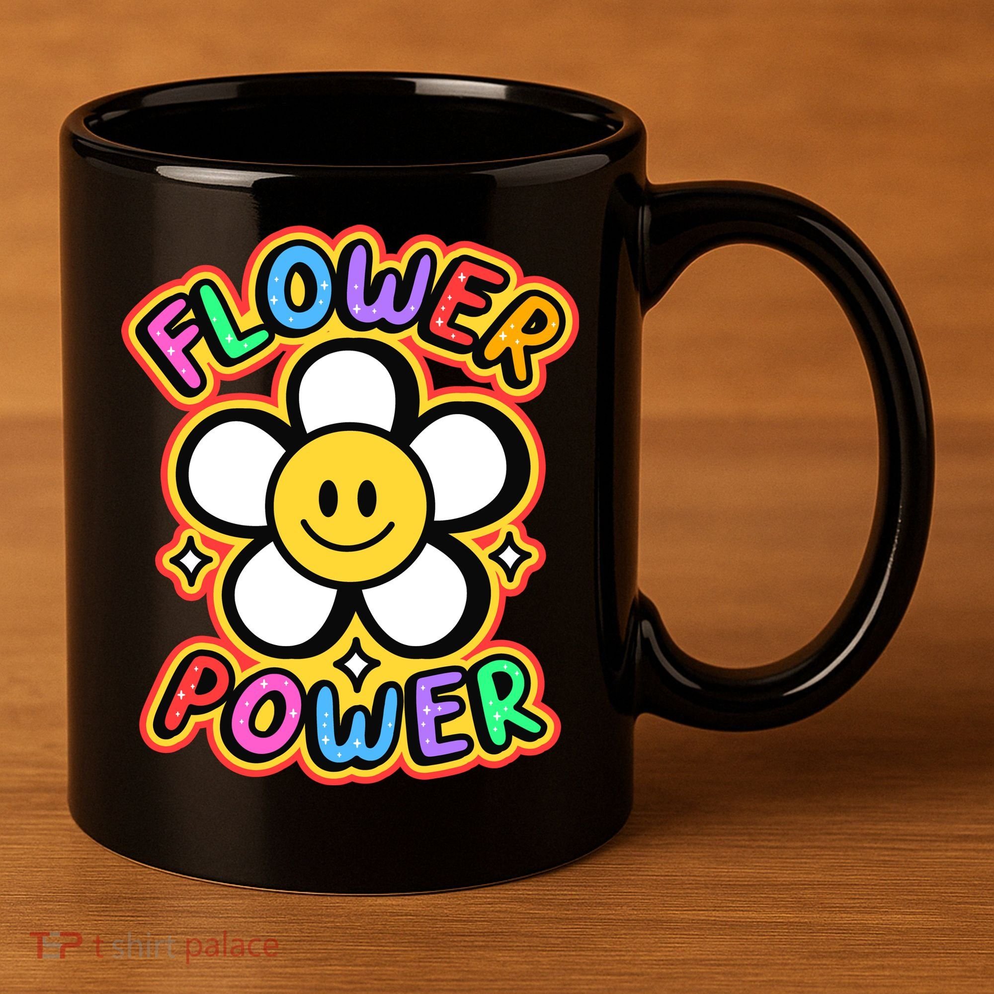 Flower Power Emoji 11oz C Handle Ceramic Mug