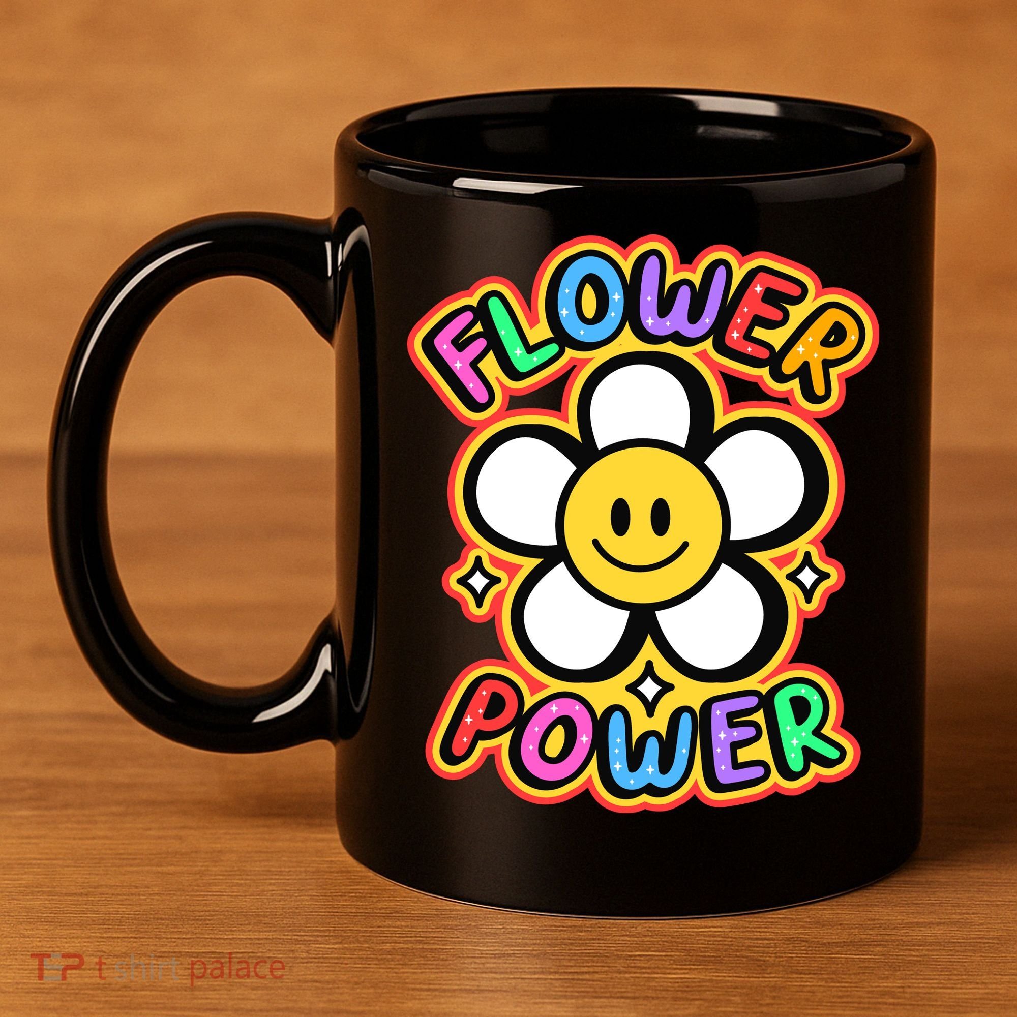 Flower Power Emoji 11oz C Handle Ceramic Mug