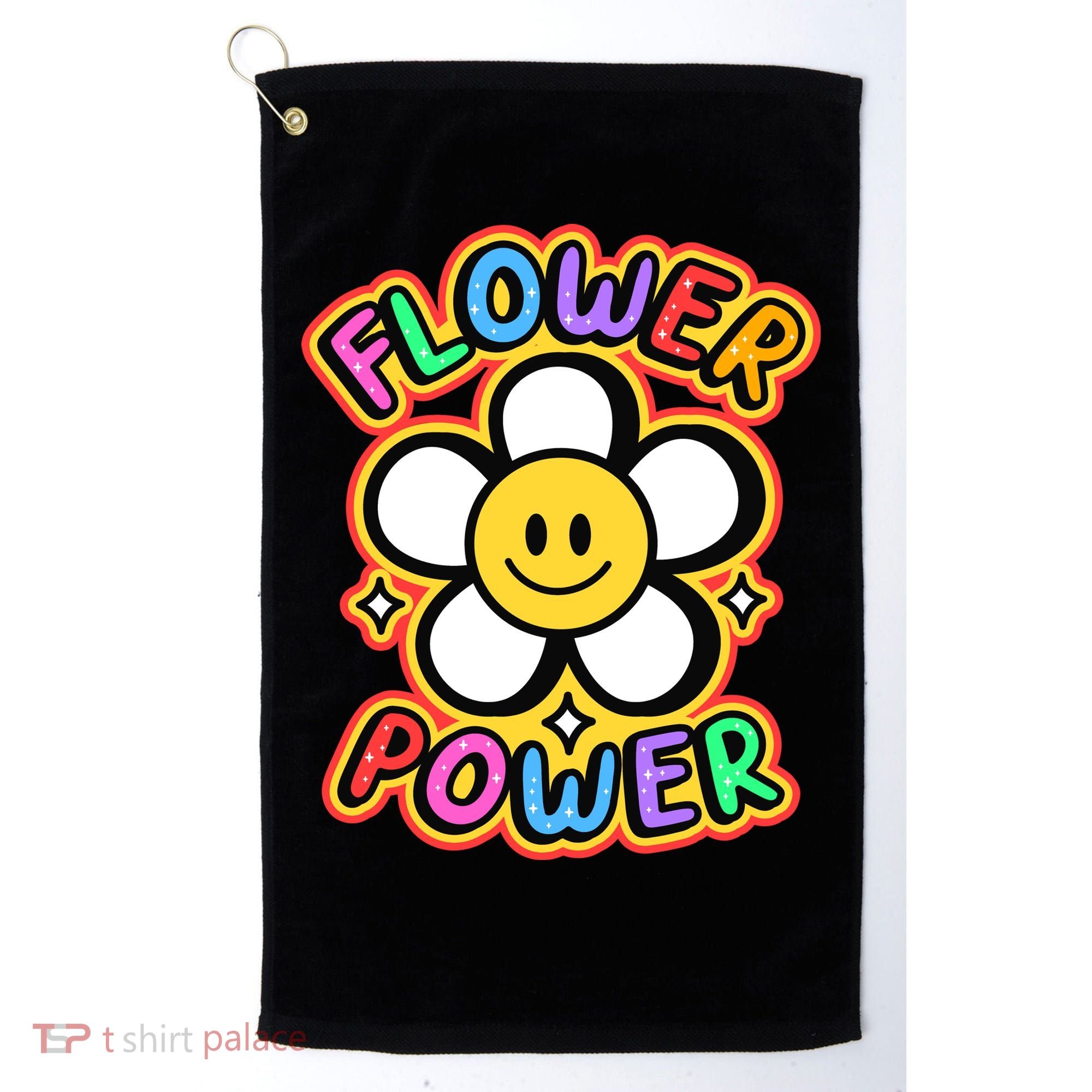 Flower Power Emoji Golf Towel