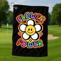 Flower Power Emoji Golf Towel thumb 1
