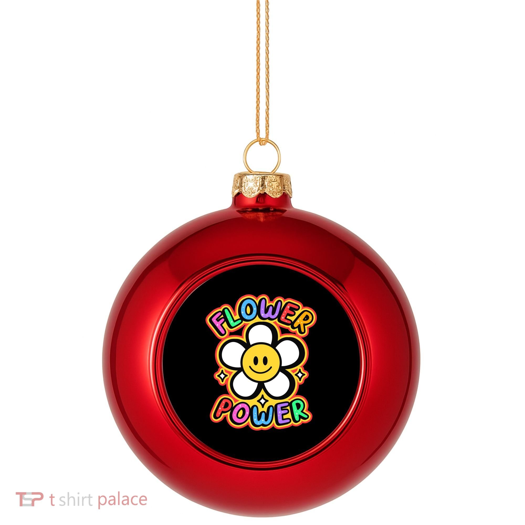 Flower Power Emoji Plastic Christmas Ball Ornament