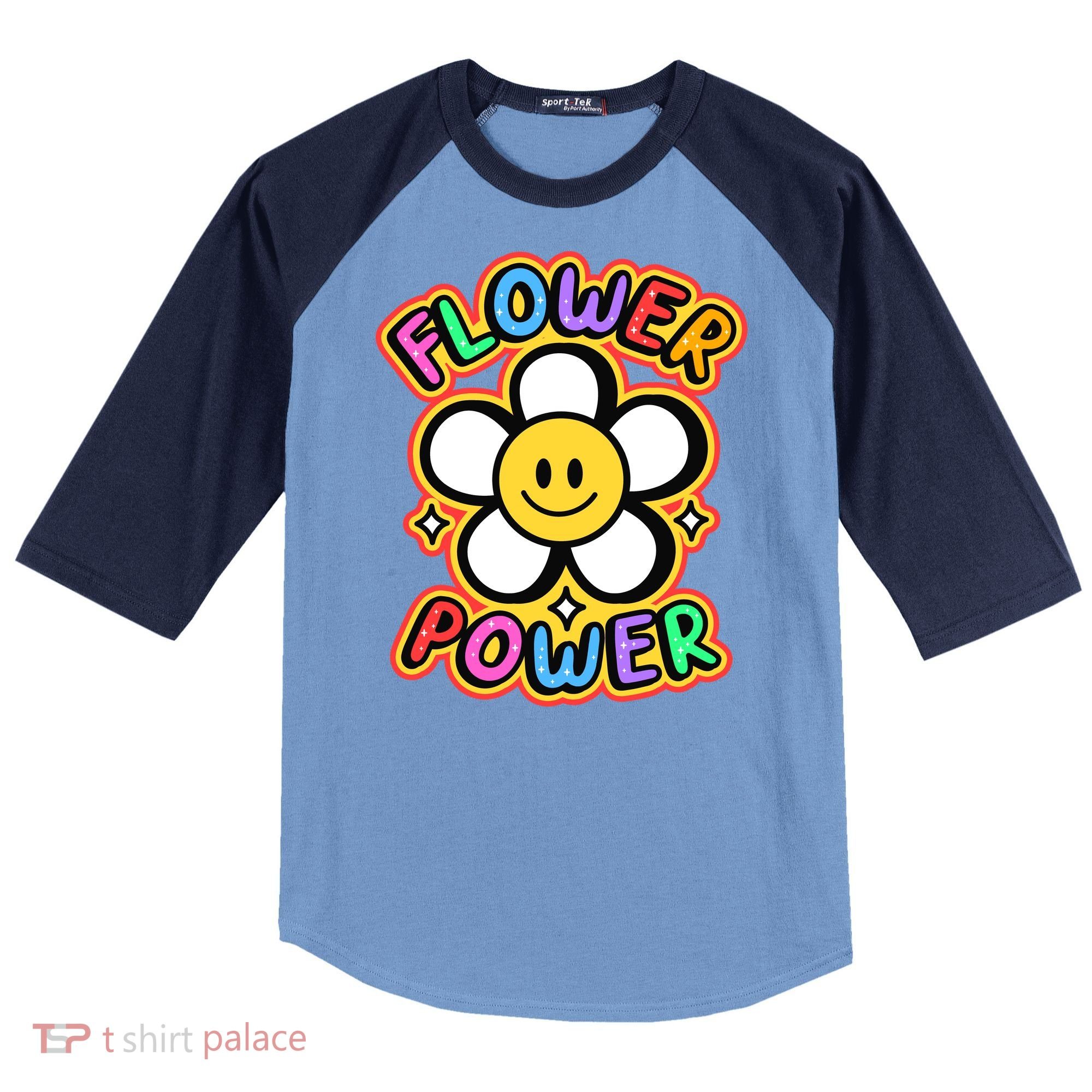 Flower Power Emoji Raglan Baseball Sleeve Shirt