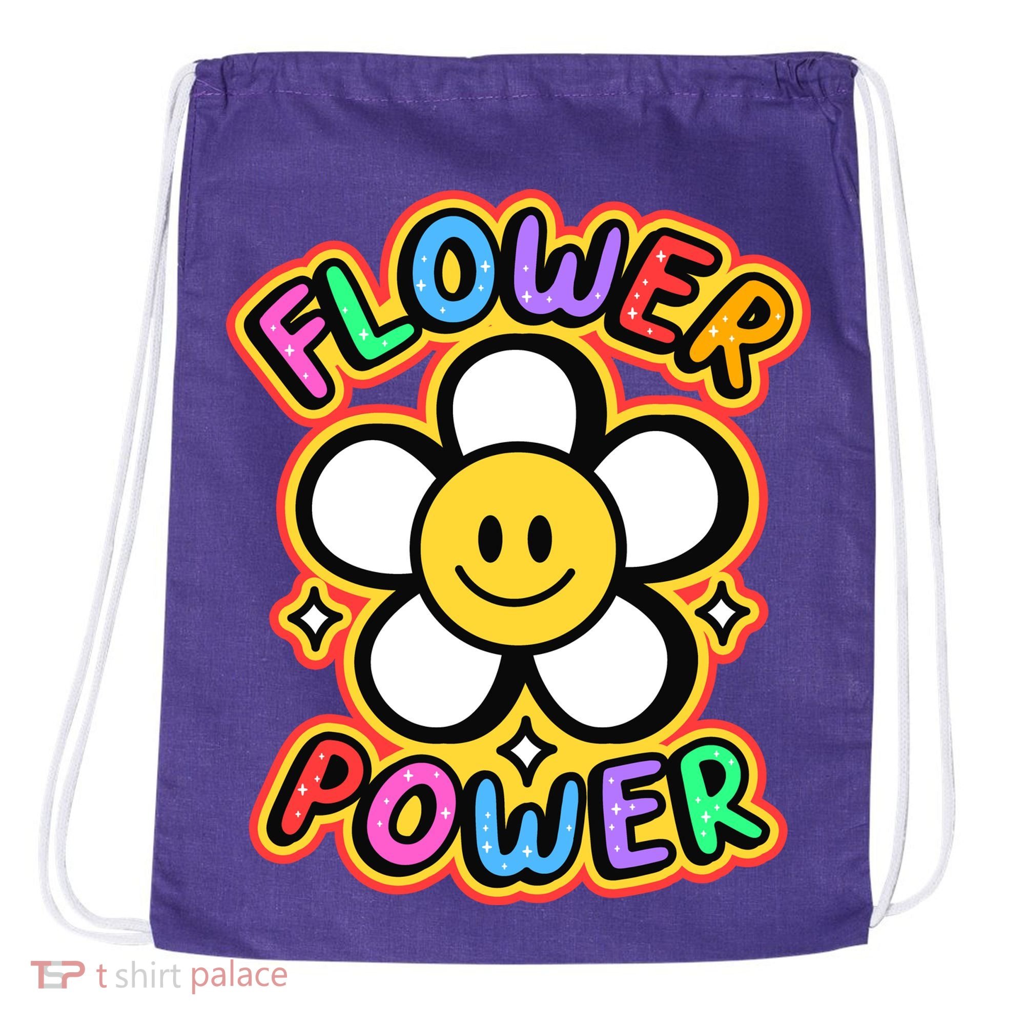 Flower Power Emoji Drawstring Bag