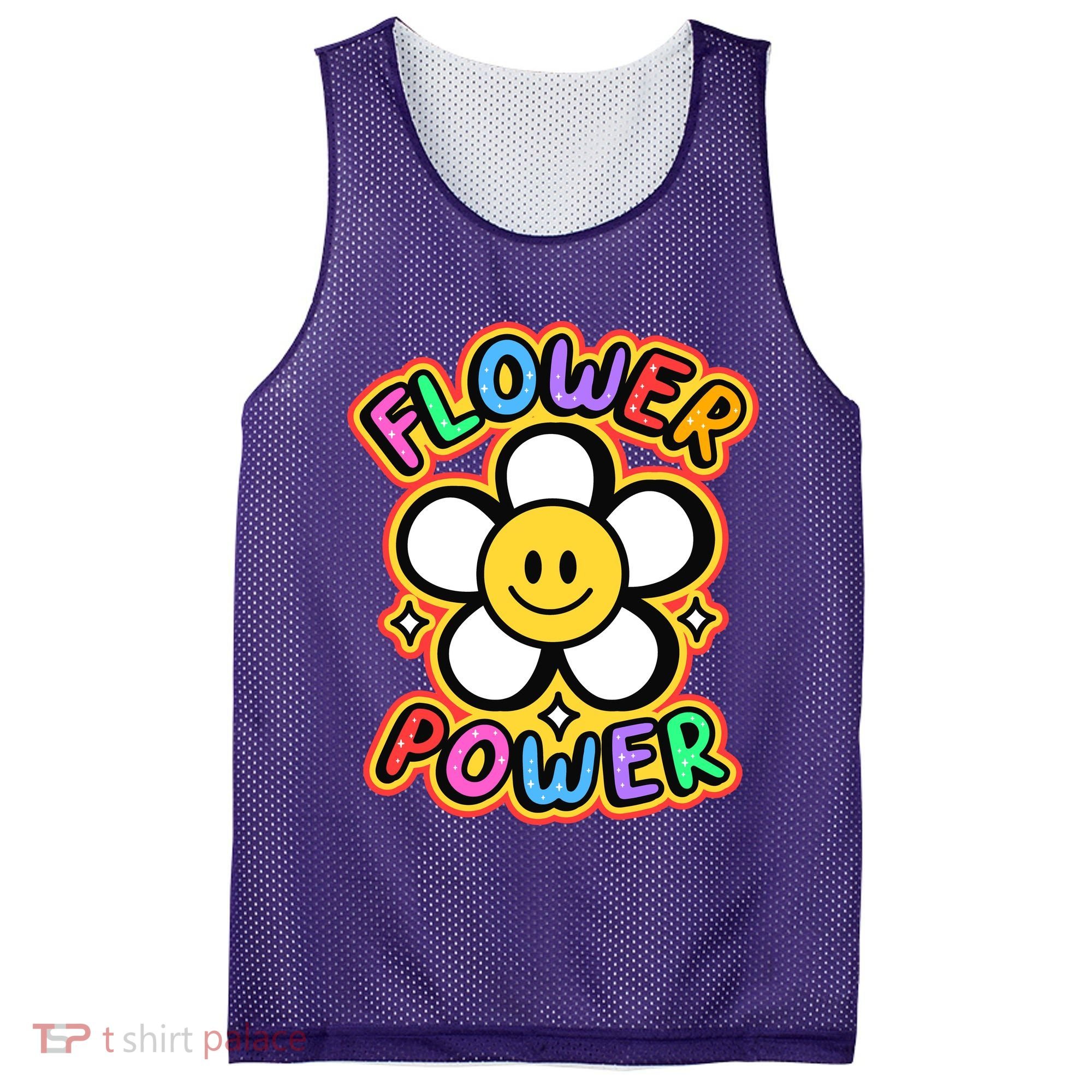 Flower Power Emoji Mesh Reversible Basketball Jersey Tank