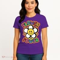 Flower Power Emoji Women's T-Shirt thumb 4
