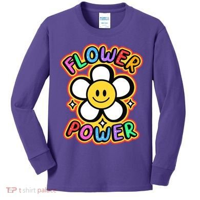 Flower Power Emoji Kids Long Sleeve Shirt