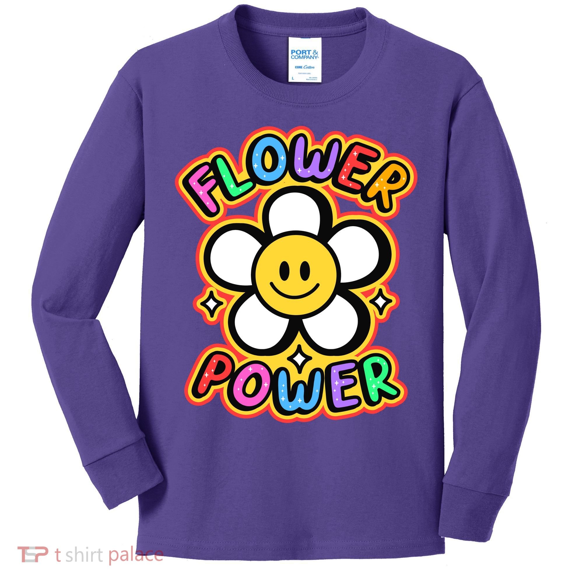 Flower Power Emoji Kids Long Sleeve Shirt