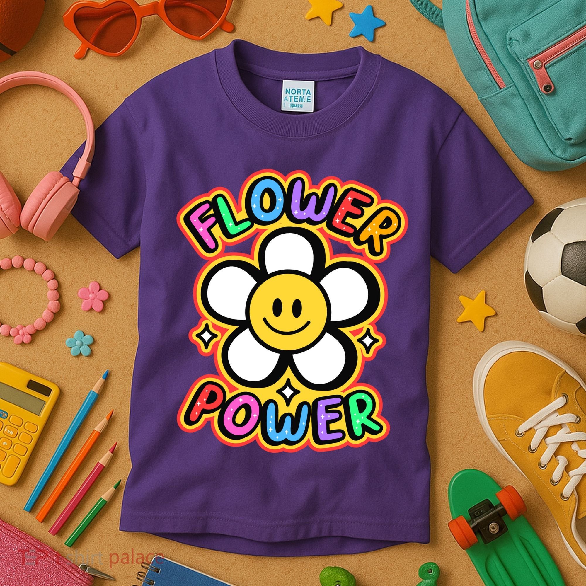 Flower Power Emoji Kids T-Shirt