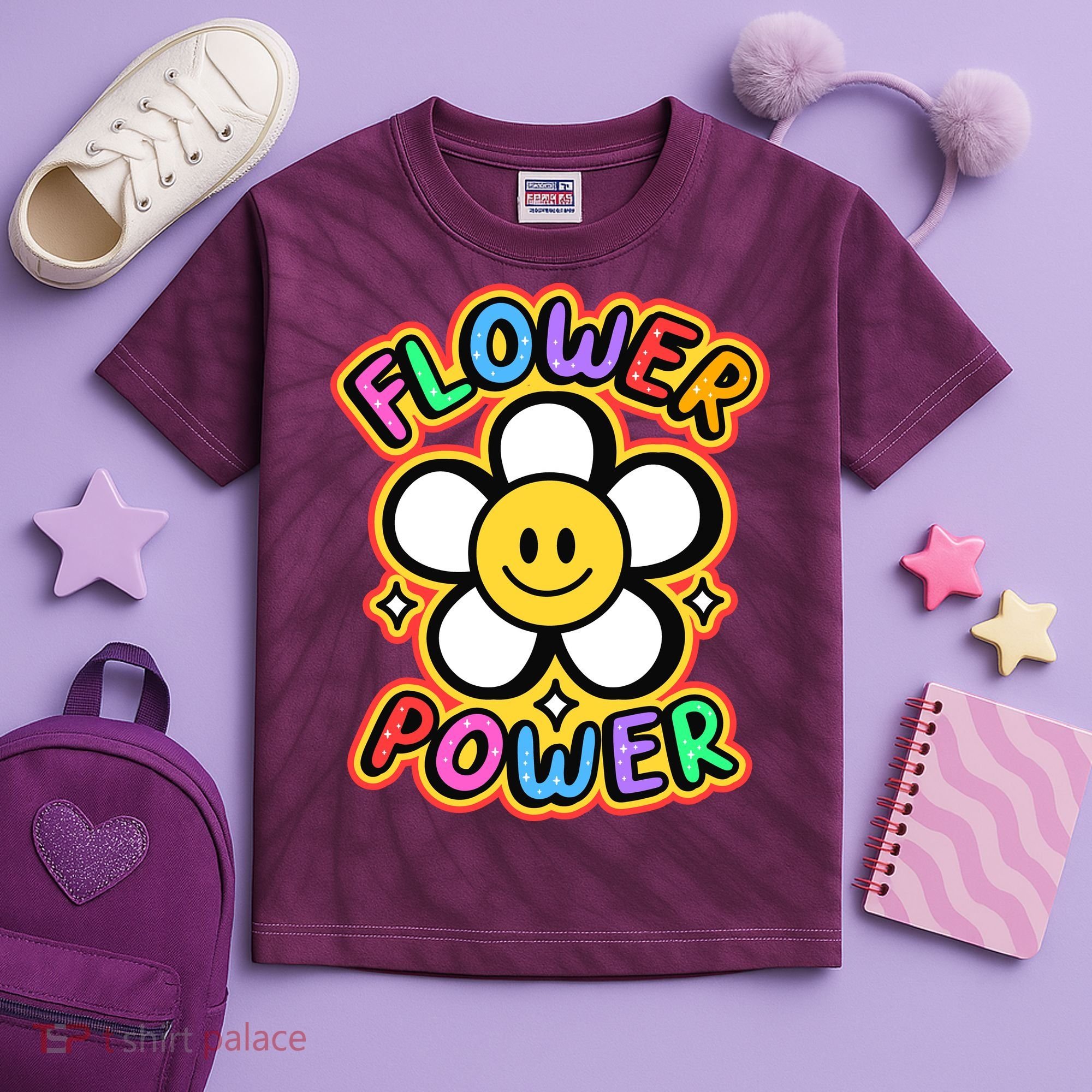 Flower Power Emoji Kids Tie-Dye T-Shirt