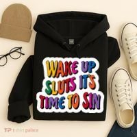 Funny PRIDE Flag Adult Wake up Sluts it's time to Sin Hoodie thumb 4