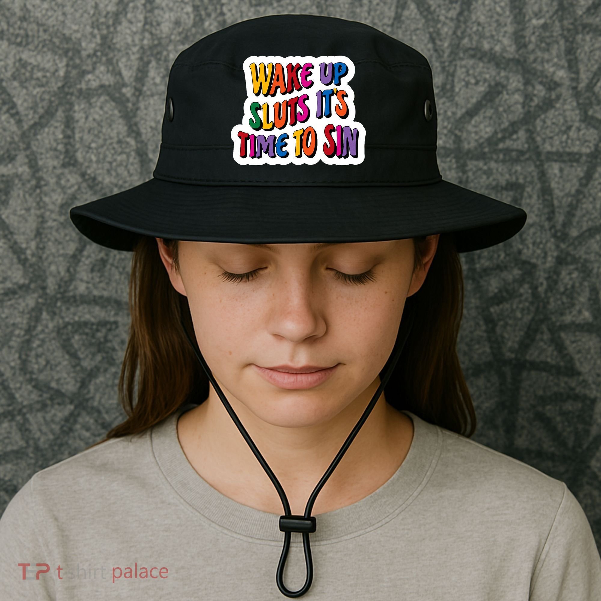 Funny PRIDE Flag Adult Wake up Sluts it's time to Sin Bucket Hat