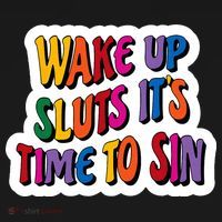 Funny PRIDE Flag Adult Wake up Sluts it's time to Sin Women's Hoodie thumb 2