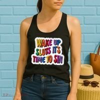 Funny PRIDE Flag Adult Wake up Sluts it's time to Sin Women's Tank Top thumb 2