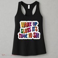 Funny PRIDE Flag Adult Wake up Sluts it's time to Sin Women's Tank Top thumb 3