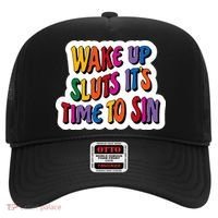 Funny PRIDE Flag Adult Wake up Sluts it's time to Sin Hat thumb 0