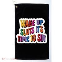 Funny PRIDE Flag Adult Wake up Sluts it's time to Sin Golf Towel thumb 0