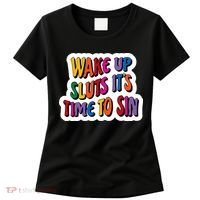 Funny PRIDE Flag Adult Wake up Sluts it's time to Sin Women's T-Shirt thumb 0