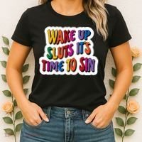 Funny PRIDE Flag Adult Wake up Sluts it's time to Sin Women's T-Shirt thumb 2