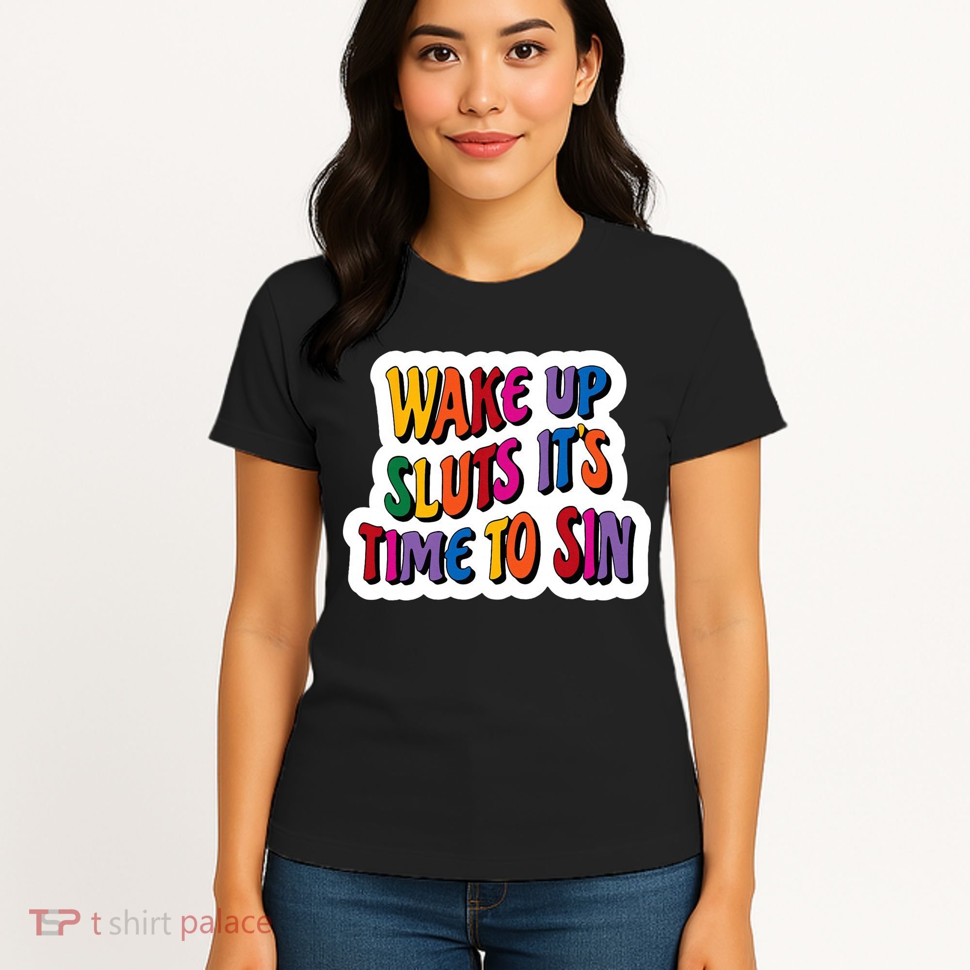 Funny PRIDE Flag Adult Wake up Sluts it's time to Sin Women's T-Shirt